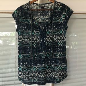 Lucky Brand Blue and Green Patterned Tunic